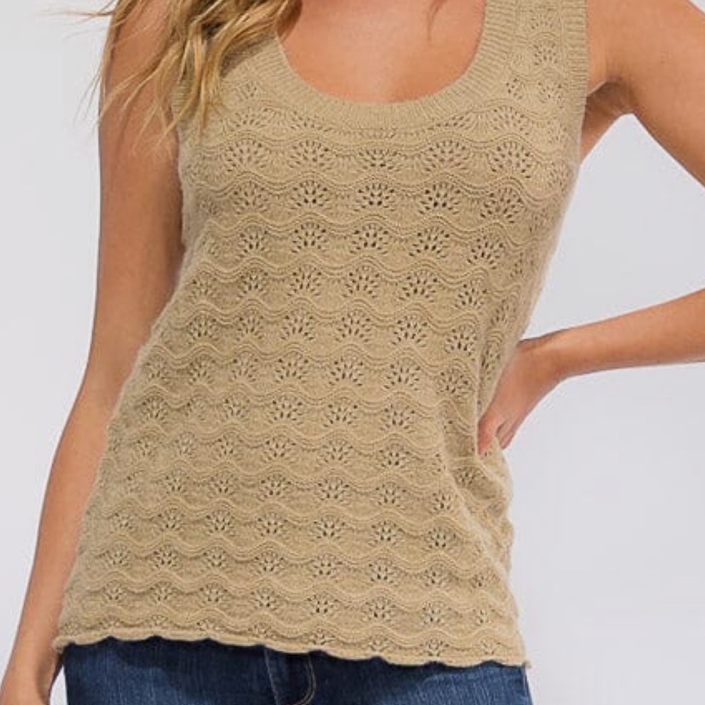 Hem & Thread Beige Knit Tank Top - Picture 2 of 4